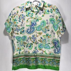 Joie Paisley Floral Collared Button Down Blouse Size Small NWT
